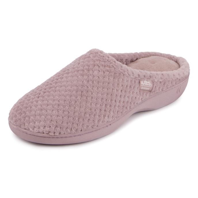 Isotoner Ladies Popcorn Terry Mule Slippers Dusky Pink Extra Image 2